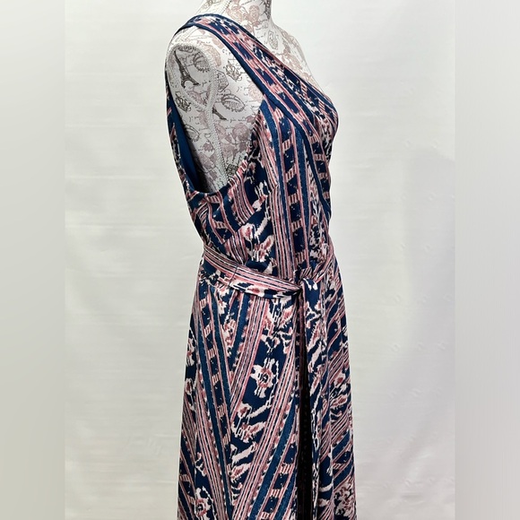 LAUREN RL Navy and rose print one shoulder midi dress size 18. - Picture 11 of 16